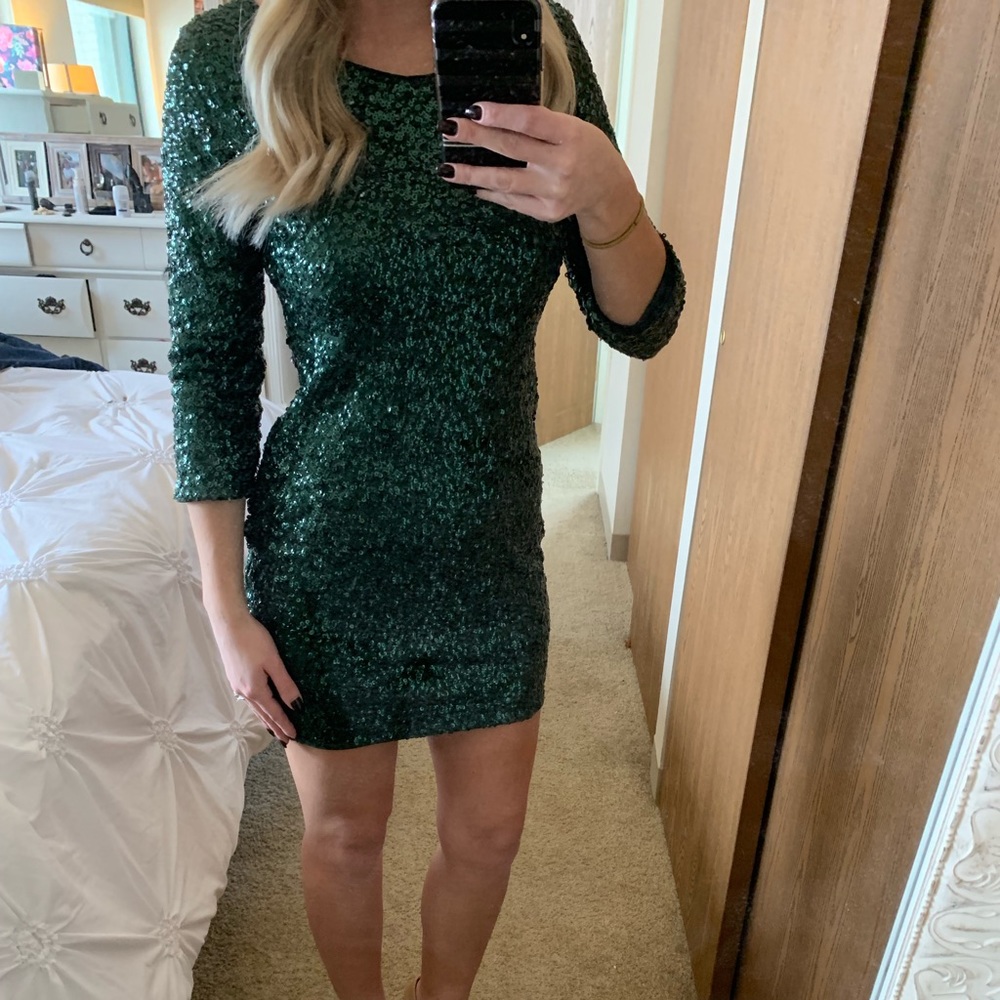 Green sequin dress